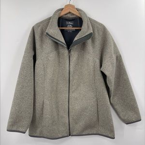 L.L. Bean Sweater Fleece Full Zip Jacket Pewter Grey Size XL